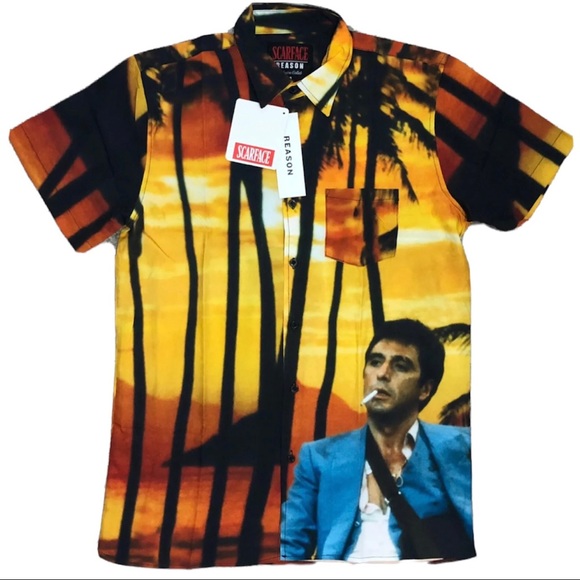 Reason x Scarface Tony Montana Sunset Button Up Dress Shirt - Picture 4 of 5
